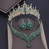 Luxus Lila Kristall Sets Brautschmuck für Frauen Krone Ohrring Halskette Hochzeit Tiaras Braut Dubai 240202