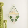 Tapestries Wooden Wall Shelf Bohemian Macrame Leaf Display Stand Room Decor Flower Pot Organizer Hanging Shelves Home Decorations