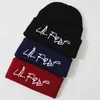 Czapki do czapki/czaszki lil peep haft dzianin kapelusz stały kolor unisex litera czapka czapka kobiety w zimie czapki czapki skullies yq240207