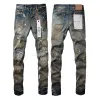 Hochwertige Herren Damen Lila Jeans Designer Jeans Mode Distressed Ripped Bikers Damen Denim Cargo Für Herren High Street Fashion Jeans Fabrik Direktverkauf A013