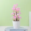 Flores decorativas simuladas vasos de plantas artificiais enfeites de flores plástico pequeno bonsai verde decoração de plantas falsas