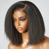 Glueless Kinky reta 134 peruca frontal de renda curta Bob Human Hair Wigs Desgas