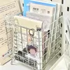 Hooks Office Desktop Storage Organizer Stainless Capacity Iron Wire Mesh Basket For Home