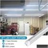LED -rör 25st T8 Shop Light Fixture 4ft 60W 6000K Cold White Clear Lens er Double Side 4 Rows V Form Integrerad BB Lamp Cooler Do Dhoiy