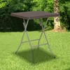 Camp Furniture 1.95-Foot Square Brown Rattan Plastic Folding Table Suitable For Outdoor Living Room Party Beach