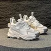 Lente Zomer Ademende Dikke Zool Echt Leer Casual Sportschoenen Dames Interne Hoogte Papa Schoenen 240126