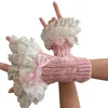 Knee Pads Vintage Knitting Floral Lace Wrist Gloves Y2K Wristband Cuff Drop