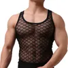 Débardeurs pour hommes Mode Hommes Sous-vêtements Sexy Transparent Sans Manches Couleur Unie Gym Muscle Gilet Sous-Vêtements Lingerie Débardeurs