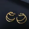 Stud Earrings ZMFashion C-shaped Twisted Hoop Punk Stainless Steel Gold Color Three-layer Coil Earring Vintage Trendy Fashion Jewelry