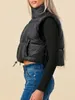 Women's Padded Vest Sleeveless Solid Color Zip Up Crop Puffer Gilet Winter Warm Quilted Coat Outwear 240131