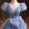 JEHETH Real Pos Glitzer Abendkleid Puffärmel Prinzessin Geburtstagskleider Funkelnde Robe de Bal Formale Abendparty für Frauen 240201