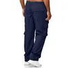 Pantaloni da uomo Pantaloni adatti per tutte le stagioni Pantaloni casual Tasca tinta unita Pantaloni moda Tuta da spiaggia Gamba dritta Coreana Ropa Hombre