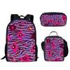 Sacs d'école motif à rayures de tigre, ensemble de 3 pièces pour adolescents, garçons et filles, sac décontracté, trousse à crayons, cadeau léger