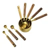 Messwerkzeuge, Holzgriff, goldene Tassen, Kuchen, Zucker, Löffel-Set, langlebig