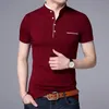 Fashion Brand Polo Shirt Mens Summer Mandarin Collar Slim Fit Solid Color Button Breathable Polos Casual Men Clothing 240202