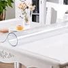 Alfombra de mesa rectangular de PVC, alfombra de vidrio suave de silicona, cubierta transparente impermeable para el hogar, cocina, comedor, 10mm, 240131