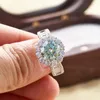 Cluster Rings Unique Women Moissanite Ring 8 Heart Arrow Cut Colorful Diamond Royal Blue Jewerly 2024