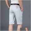 Herr shorts 6 färger khaki grå herr casual classic fit comfy golf kort sommar smart knä längd 210713 droppleveransklädduk dhybx