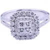 Pierścienie klastra 925 Srebrna biżuteria prawdziwy pierścionek z diamentem FL dla kobiet Osiem serc księżniczka luksus anilos ślubne dziewczyny
