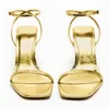 TRAF Shine Goud Hoge Hakken Sandalen Voor Vrouwen Party Vierkante Neus Enkelbandje Hakken Elegante Geknikte Slingbacks Pumps Gala Schoenen 240119