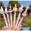 Jel Kalem Toptan 48 PC/Set Cartoon sevimli melodi baskı öğrenci siyah kalem düz yazma malzemeleri 0.38mm kırtasiye papelaria materia dhs9k