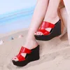 Slippers 11cm Small Size 33-43 Office Ladies Summer Platform Wedges 2024 Soft Leather Shoes Thick Bottom High Heels Slides Mom