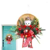 Fleurs décoratives 2024 Décoration de Noël Porte suspendue Pendentif Dessin animé Noel Gingerbread Man Santa Claus Hanger Joyeux Noël Navidad