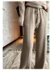 Womens Wool Wideleg Pants Fallwinter High midja Drooping Slimming Casual Loose Straight Knit Mop Trousers Ytter slitage 240202