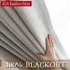 リネンテクスチャベッドルームのための100％ブラックアウトカーテン長いリビングルームの窓カーテンサーマル断熱ブラインドカーテンパネルドレープ240118
