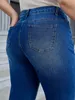 Plus Size Jeans mit weitem Bein für Damen, hohe Taille, Baggy-Jeans für Damen, hoch dehnbar, gerade Damen-Jeans, Denim-Hosen, gerade, locker, 240202