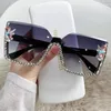 Sonnenbrille Big Square Shaped Diamond Sonnenbrille Frauen Markendesigner Mode UV400 Outdoor-Schutz