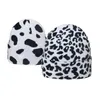 Berets Trendy jesienne zimowe czapki czarne białe kontrola Zebra Leopard czapka ciepła czapka Hip Hop Knitte czapki czapki dla kobiet mężczyzn