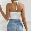 Tanks de femmes Slim Sexy Summer Été irrégulier Hollow Out Sans manchés Top Camisole Couleur solide Bandage Halter Expose Navel