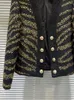 Kadın Ceketleri Vintage Desen Çizgili Çift Kruvaze Dekorasyon Tasarım Ceket Kadınlar İçin Uzun Kol V Yez Ceket Baharı 2024 11xx5776