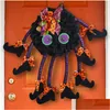 Andere feestelijke feestartikelen Halloween-kransen voor de voordeur Krans met spinnenpoten Hangende ornamenten Huismuur Veranda Drop Deliv Dhx9W