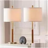 Lampes de table Ensemble de 2 de chevet doré pour chambre à coucher - Moderne avec port de chargement USB Lampe de table de chevet d'extrémité de salon Livraison directe à 3 voies Li Dhztg