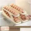 Opslagflessen Potten Eierdoos Matic Rolling Keuken Koelkast Organizer Transparante container Plastic houder Lade Drop Delivery Dhqmu