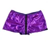 Mutande Intimo uomo sexy Boxer in ecopelle Mutandine con cerniera doppio cursore Nero Rosso Viola Oro Blu Colori ZJH183P