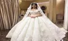 Luxuryious Bridal Gowns 3D Lace Flowers Off Shoulder Ball Gown Wedding Dresses Vintage Princess S Arabic Dubai Plus Size7633945