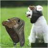 犬のアパレルコスチュームハット子犬のトラッパーパイロットキャップ冬の耳の穴の温かい茶色のフリースヘッドウェアドロップデリバリーホームガーデンペットサプリdhxz4