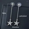 Kolczyki Dangle Sinlege Charm Crystal Star Drop Long for Women Party Wedding Biżuteria Akcesoria ES107