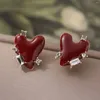 Boucles d'oreilles Sexy coeur rouge pour femmes fête Vintage émail huile cristal irrégulier amour à la mode déclaration bijoux Brincos