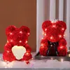 2540 cm Teddy Rose Bear Artificial Flowers With Box Light Mom Girlfriend Jubileum Födelsedag Valentines Day Gift 240131