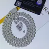 Moda hiphop jóias vvs moissanite cubana corrente cheia de diamante branco banhado a ouro link 925 prata esterlina
