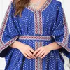 民族衣類中東アラブモロッコトルキエコントラストドットプリントリボンバットスリーブルーズイスラム教徒ファッションドバイドレスマキシドレスマレーシア