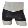 Underpants Sexy Men Underwear Faux Leather Boxers Double Slider Zipper Panties Black Red Purple Gold Blue Colors ZJH183P