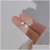 Orecchini a bottone carino placcato argento mini adorabile coniglio zircone cz strass perla per le donne regalo di compleanno gioielli di moda consegna di goccia Dhplo