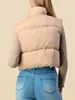 Women's Padded Vest Sleeveless Solid Color Zip Up Crop Puffer Gilet Winter Warm Quilted Coat Outwear 240131