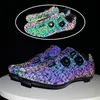 Lysande rutnät Cykelskor MTB Utomhus Reflective Racing Road Cykel Cleat Shoes Självlåsande SPD PEDAL Cykel Sneakers Men 240202