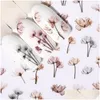 Stickers Decals Nail Spring 3D Embossed Floral Sticker Adhesive Plants Leaves Flowers Fruit Transfer Art Decoration Drop Delivery Heal Otns7